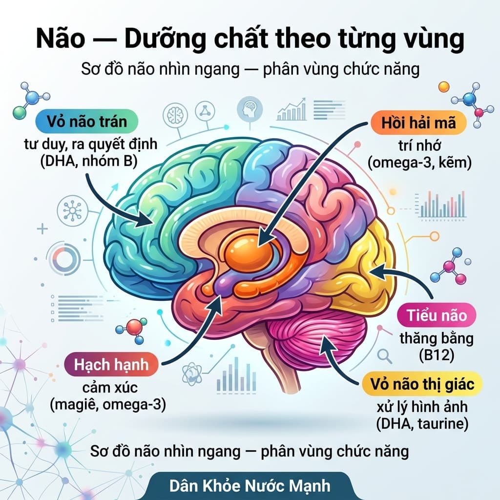Não Bộ Và Các Vùng Chức Năng: Dưỡng Chất Nào Nuôi Vùng Não Nào?