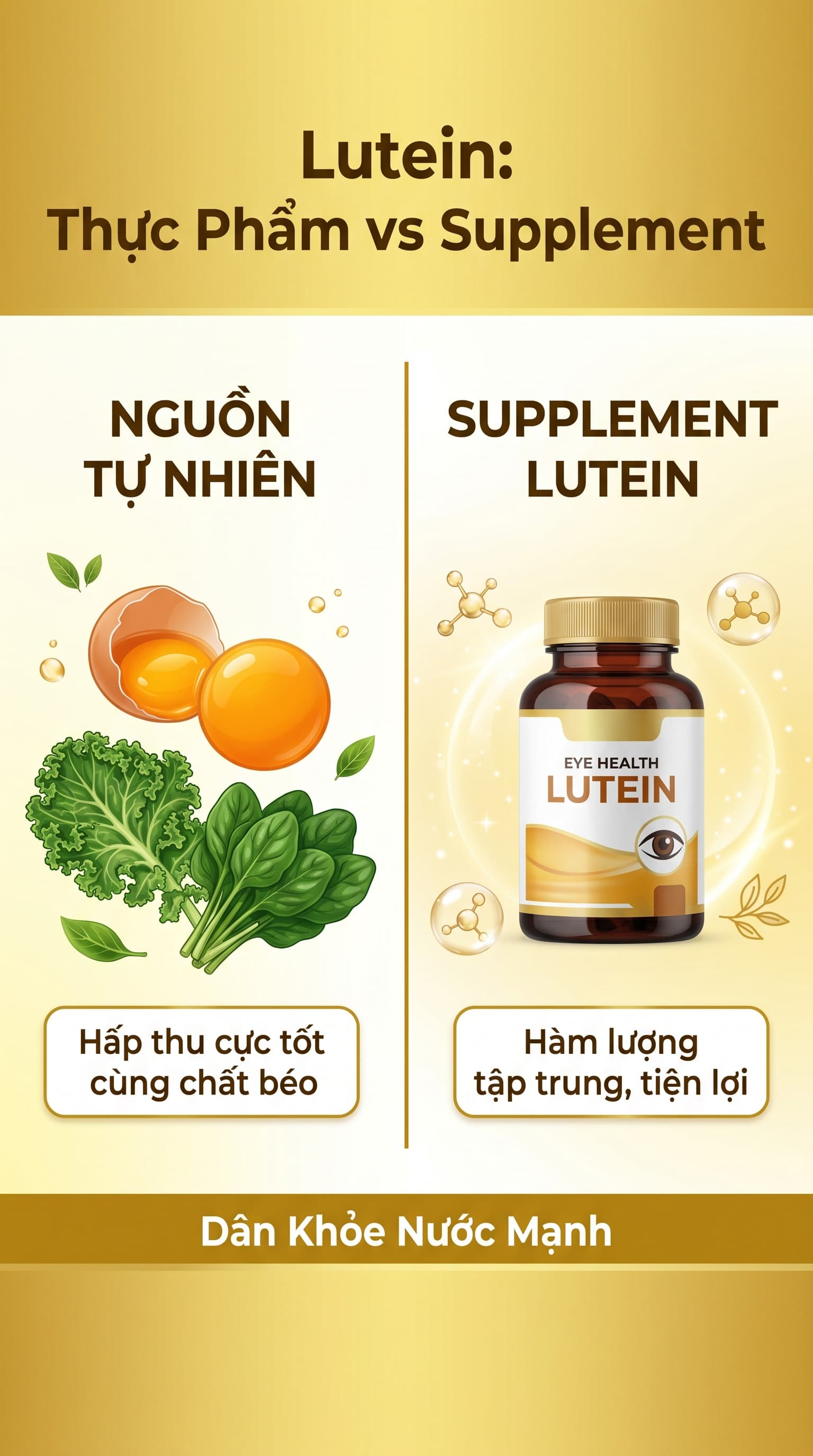 Lutein Từ Thực Phẩm vs Supplement: Đâu Là Nguồn 'Vàng' Cho Đôi Mắt?