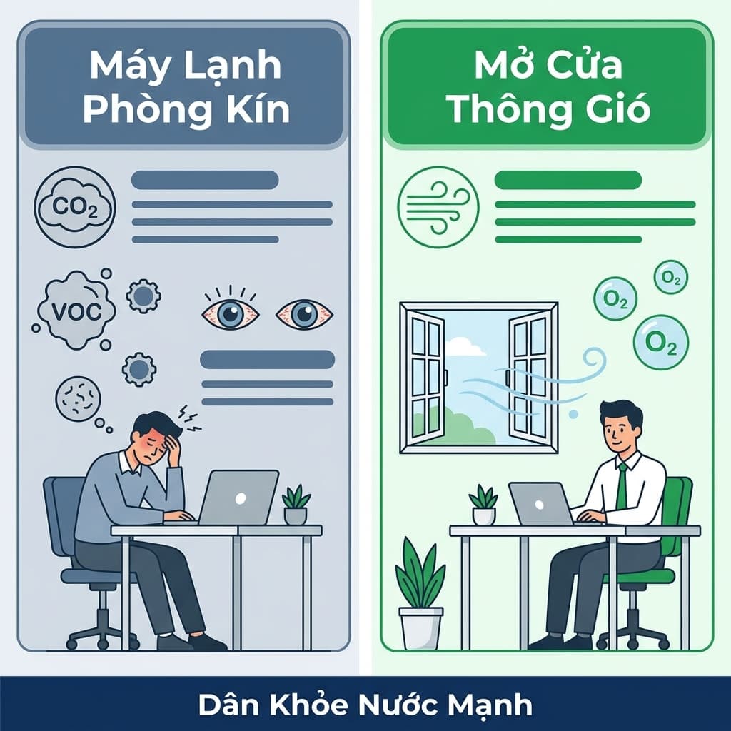 Máy Lạnh Phòng Kín vs Mở Cửa Thông Gió: Đâu Là Môi Trường 'Sống' Cho Não Và Mắt?