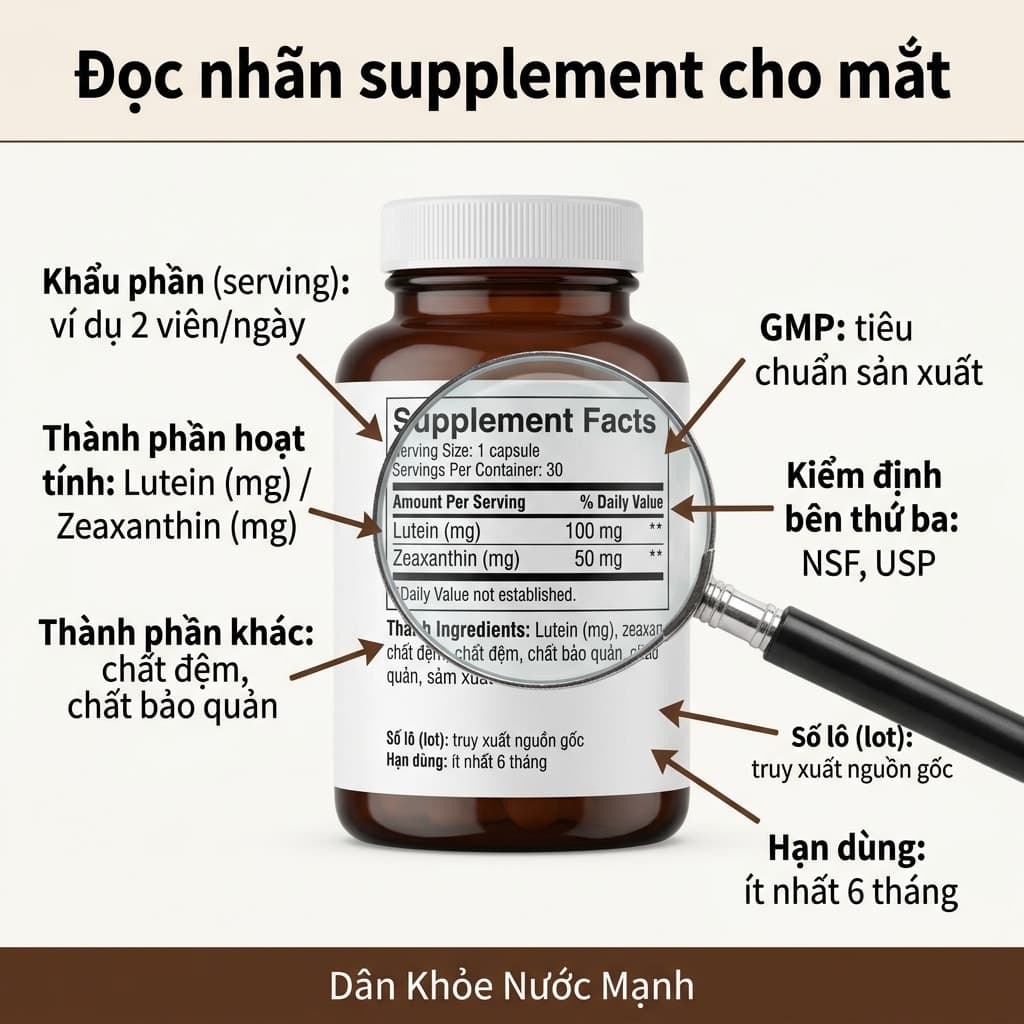 Nhãn Thực Phẩm Bổ Sung Cho Mắt: Đọc Đúng Để Không Mua Nhầm, Uống Đúng Để Đạt Hiệu Quả