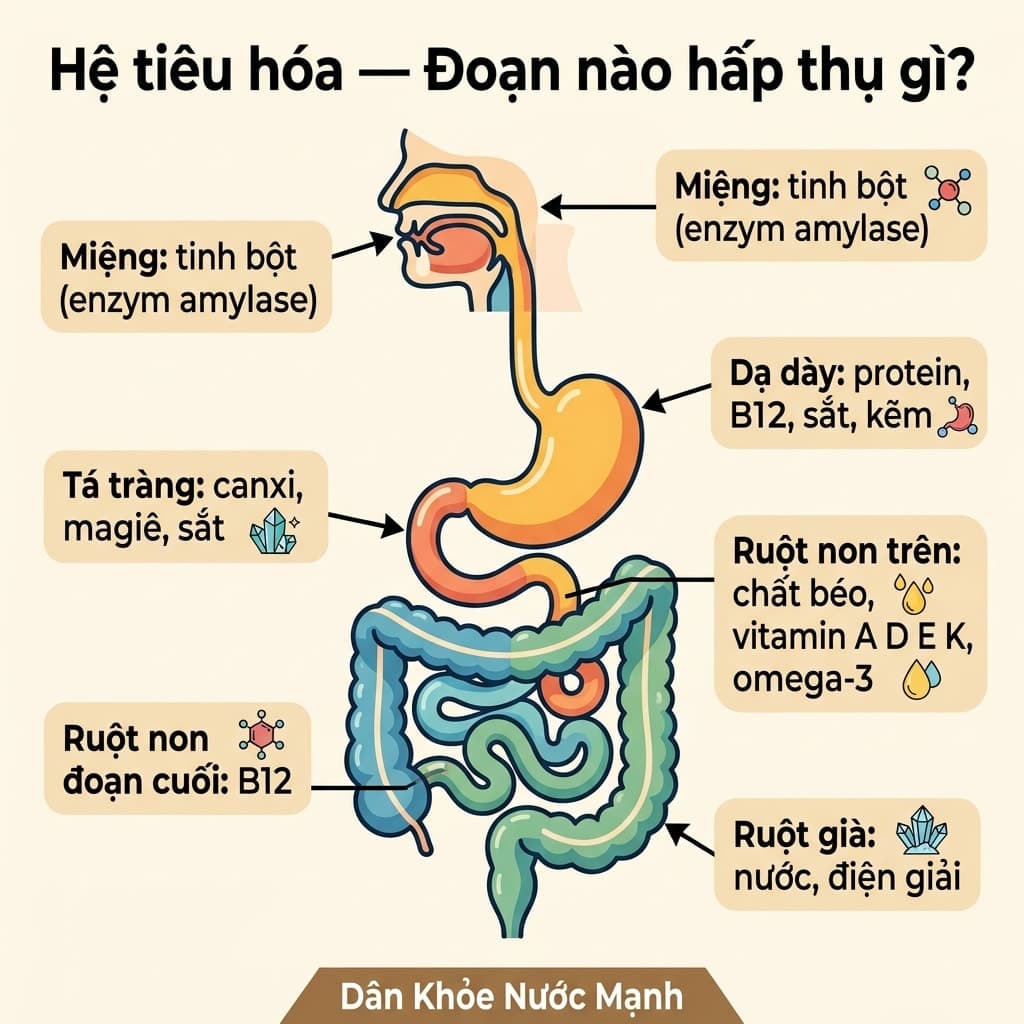 Hành Trình Của Dưỡng Chất: Hệ Tiêu Hóa Của Bạn Hấp Thụ Vi Chất Ở Đâu?