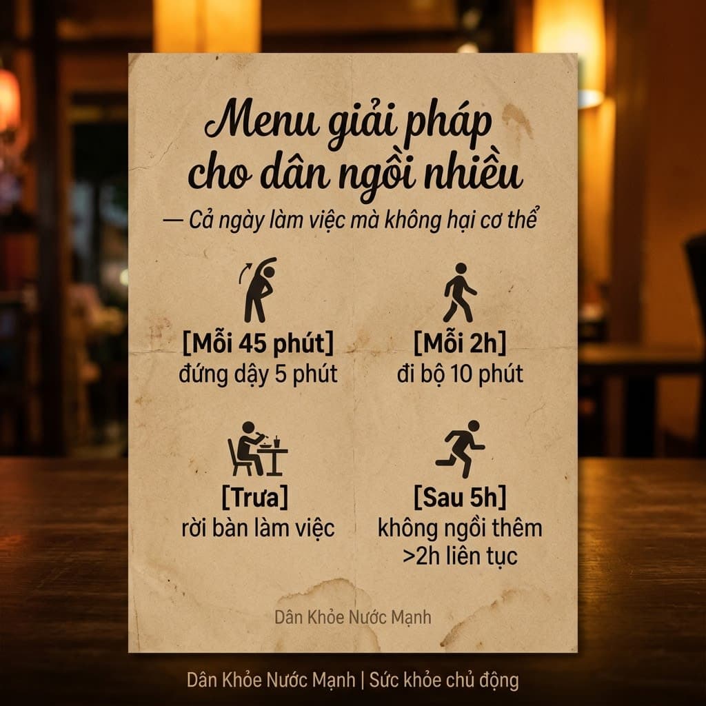 Menu Giải Pháp Cho Dân Ngồi Nhiều: Bảo Trì Cơ Thể Ngay Trong Giờ Làm Việc