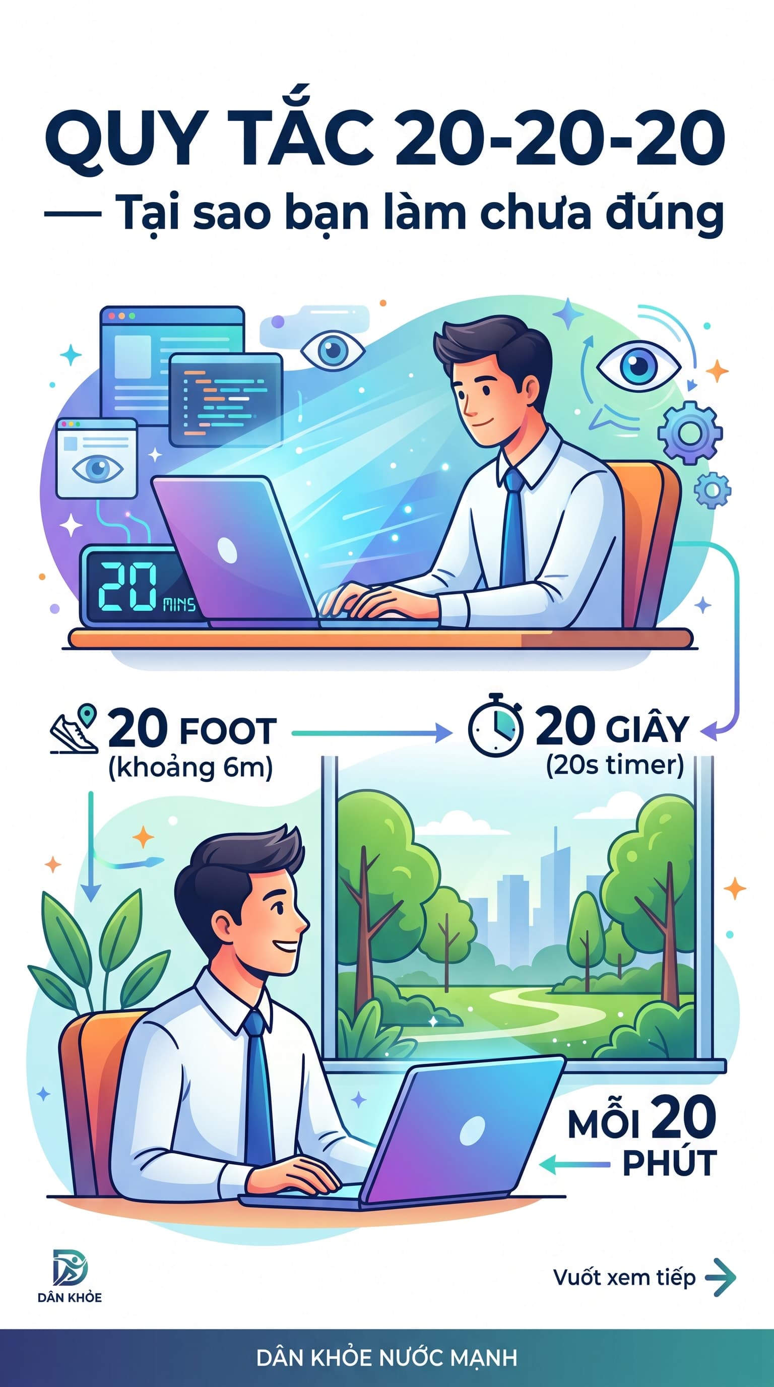 Quy Tắc 20-20-20: Tại Sao Bạn Áp Dụng Mà Mắt Vẫn Không Thấy Đỡ Mỏi?