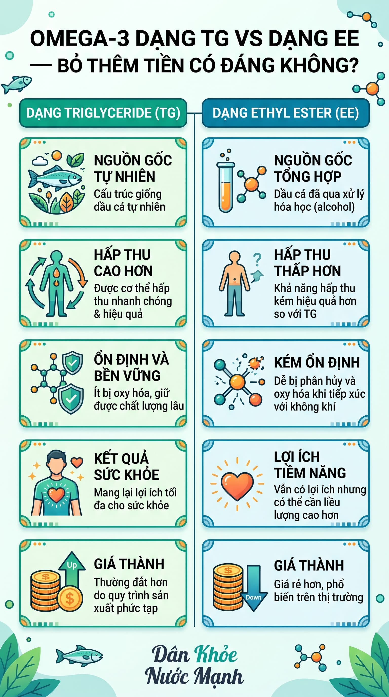 Omega-3 Dạng TG vs EE: Bí Mật Để Không Lãng Phí Tiền Dầu Cá