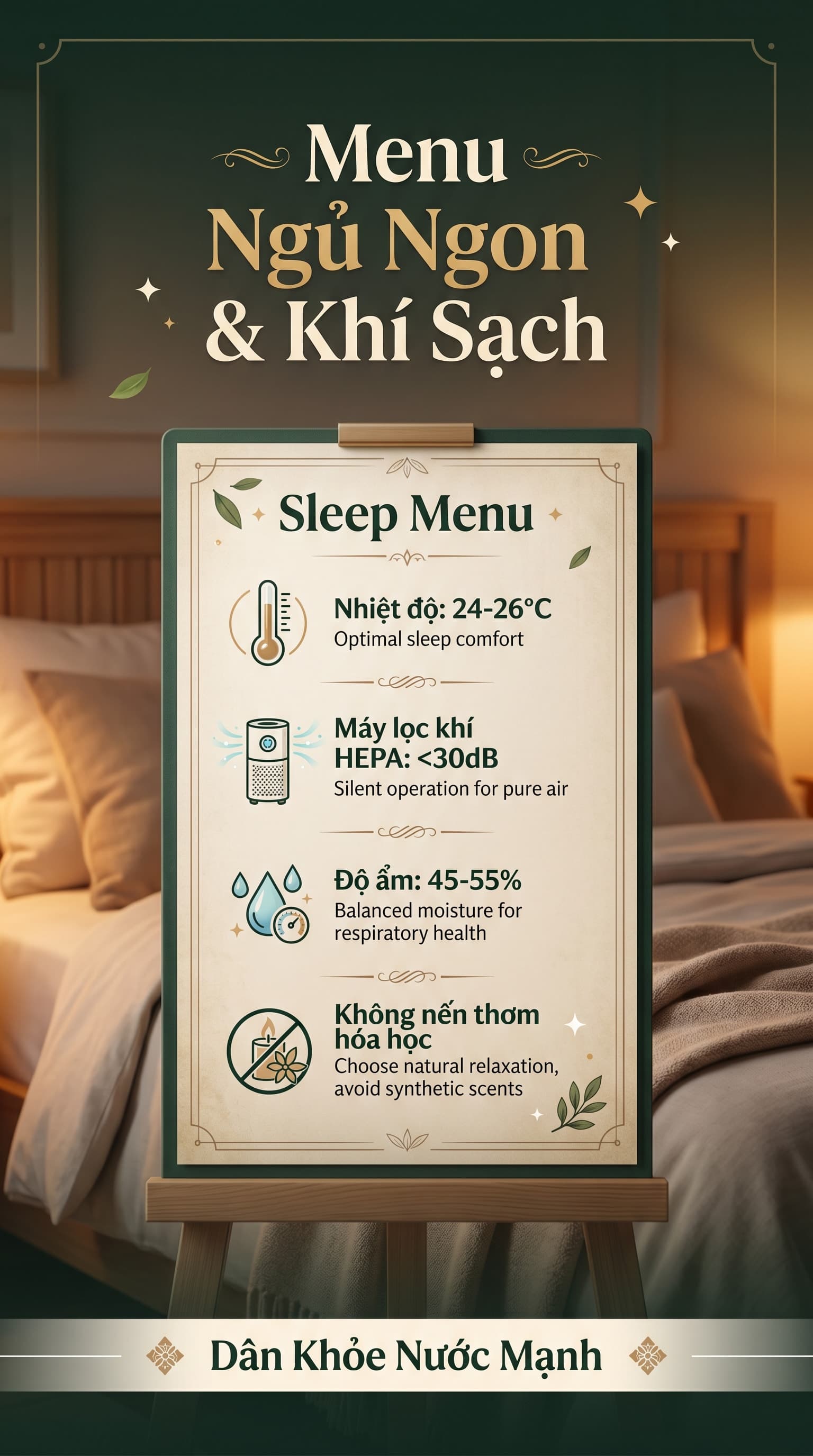 Menu Ngủ Ngon Với Không Khí Tốt: Bí Quyết Để Tỉnh Táo Mỗi Sáng Mai
