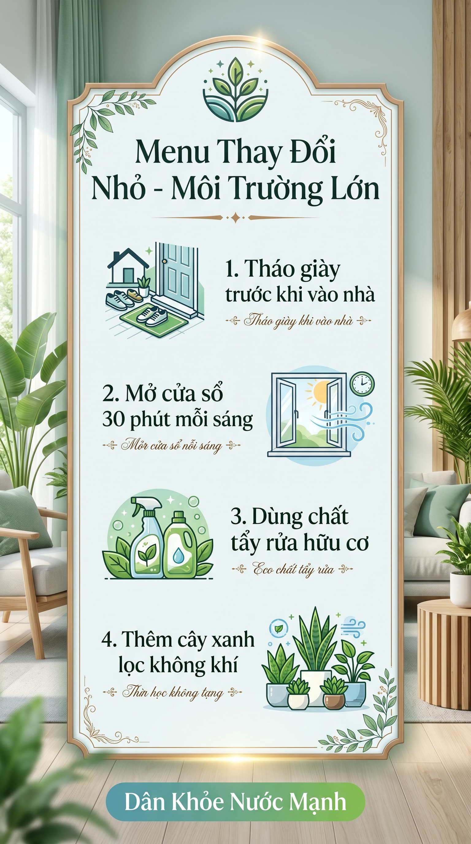 Menu Thay Đổi Nhỏ Cho Môi Trường Sống Khỏe Hơn: Bắt Đầu Từ Những Thói Quen Xanh