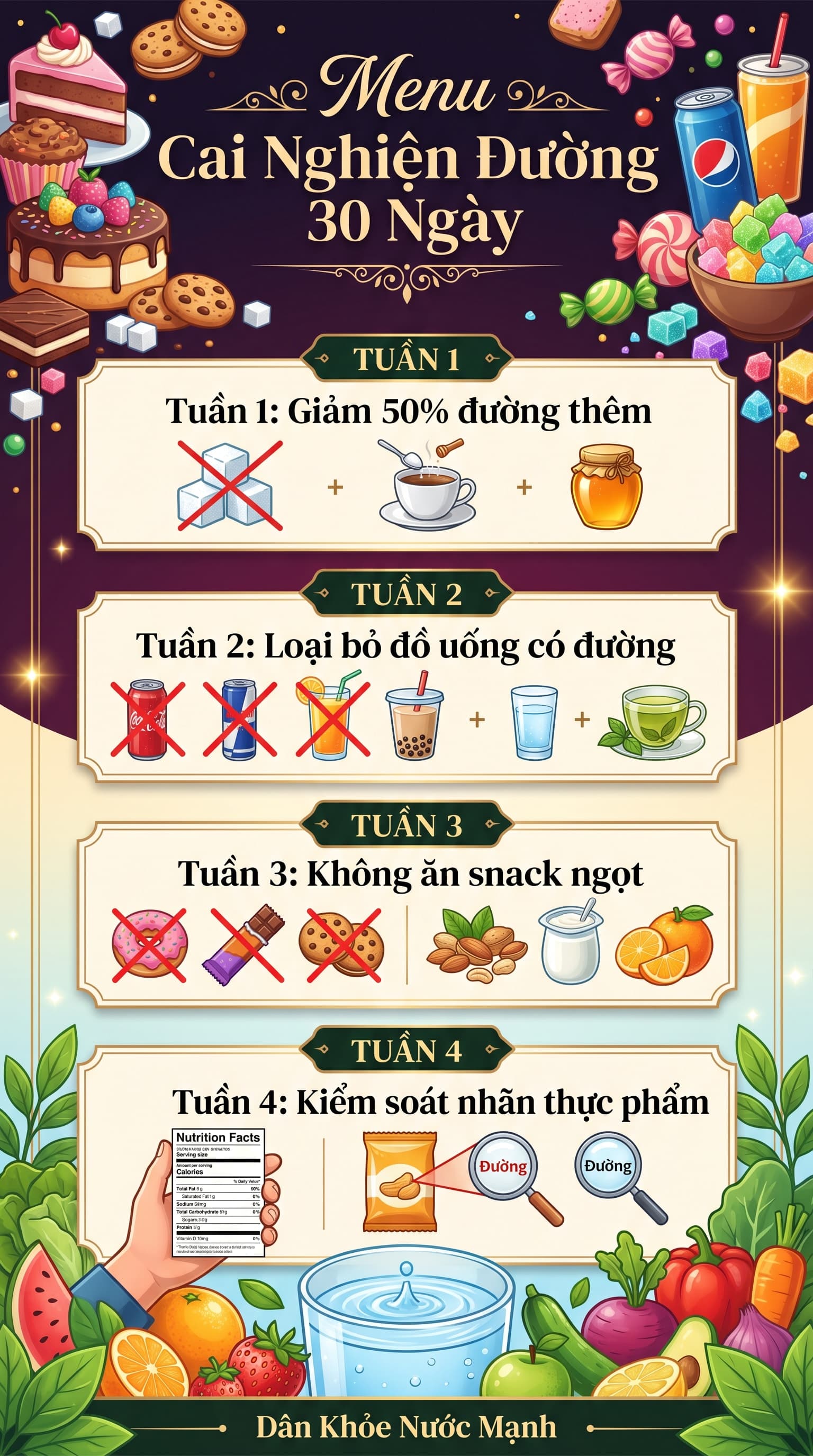 Menu Cai Nghiện Đường Trong 30 Ngày: Hành Trình Tìm Lại Vị Giác Đích Thực