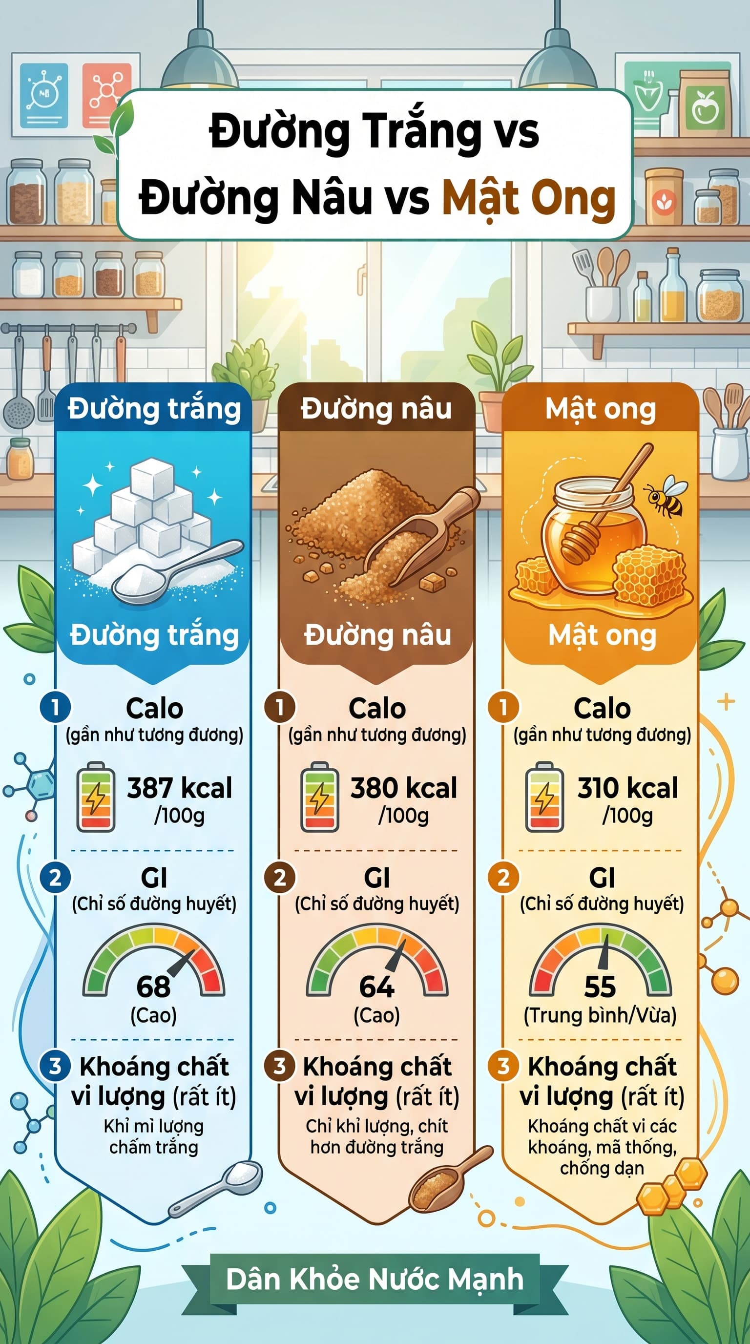 Đường Trắng vs Đường Nâu vs Mật Ong: Cái Nào Thực Sự 'Ít Hại' Hơn?