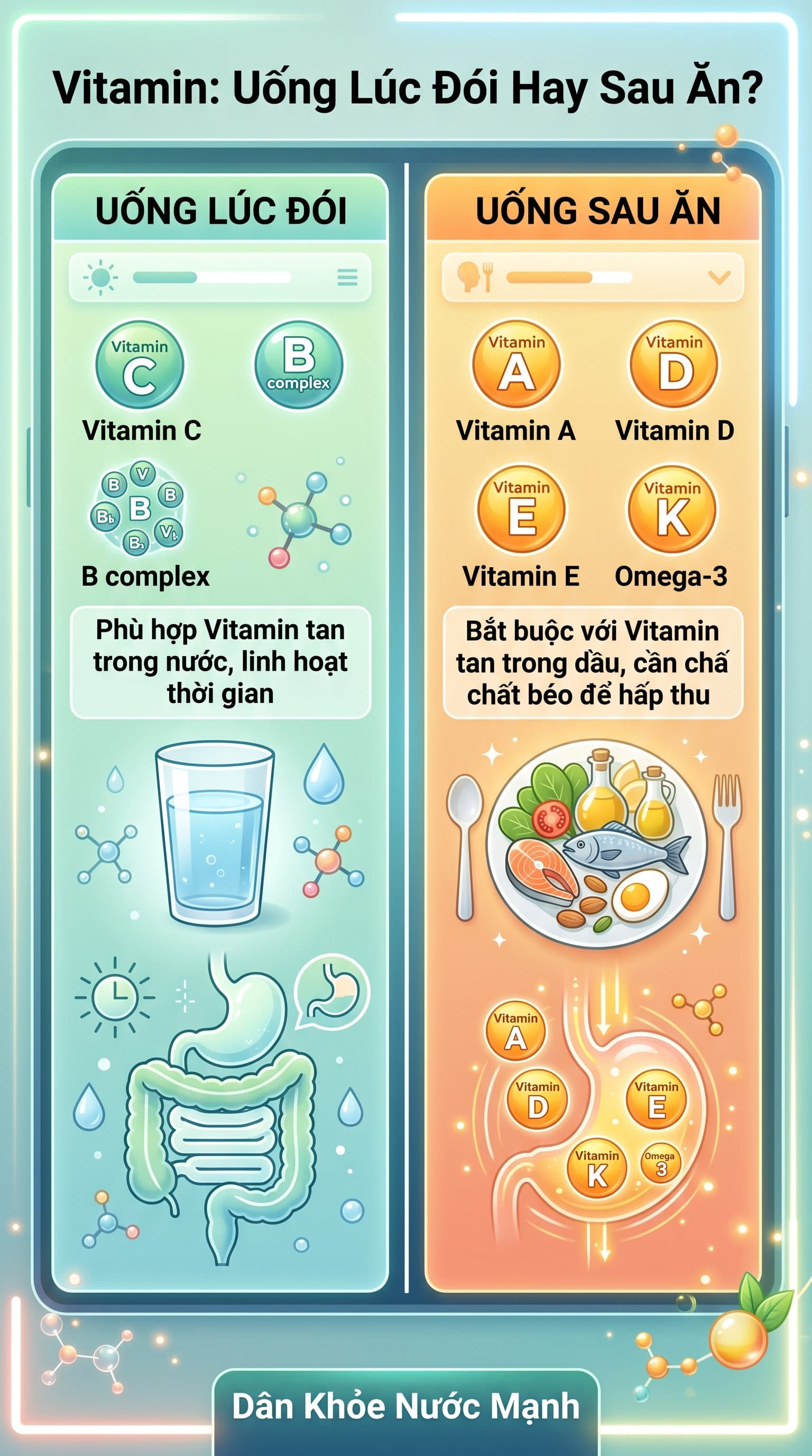 Uống Vitamin Lúc Đói vs Sau Ăn: Đừng Để Dưỡng Chất 'Trôi Tuột' Vô Nghĩa