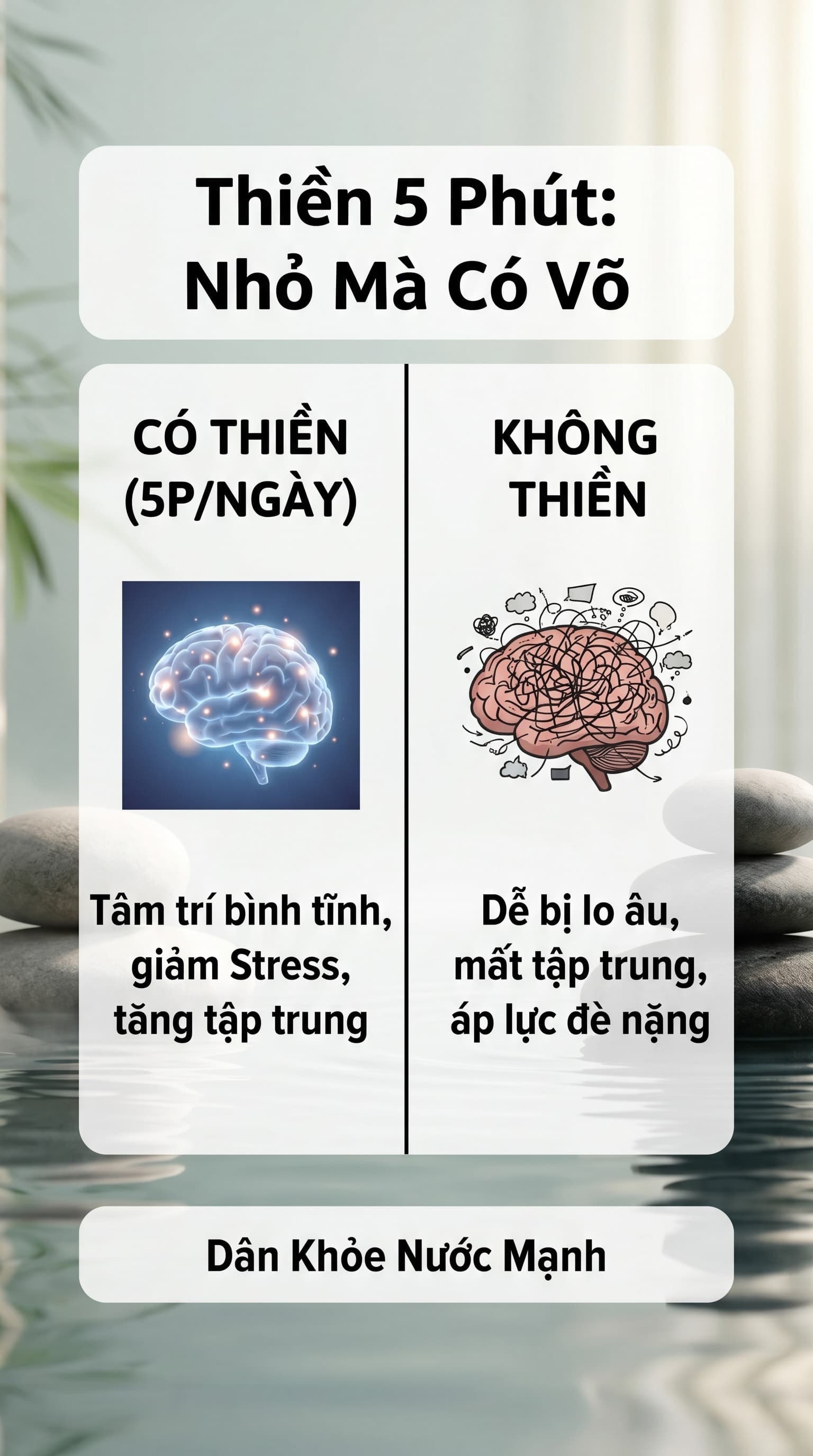 Thiền 5 Phút vs Không Thiền: Quyền Năng Của 300 Giây Tĩnh Lặng