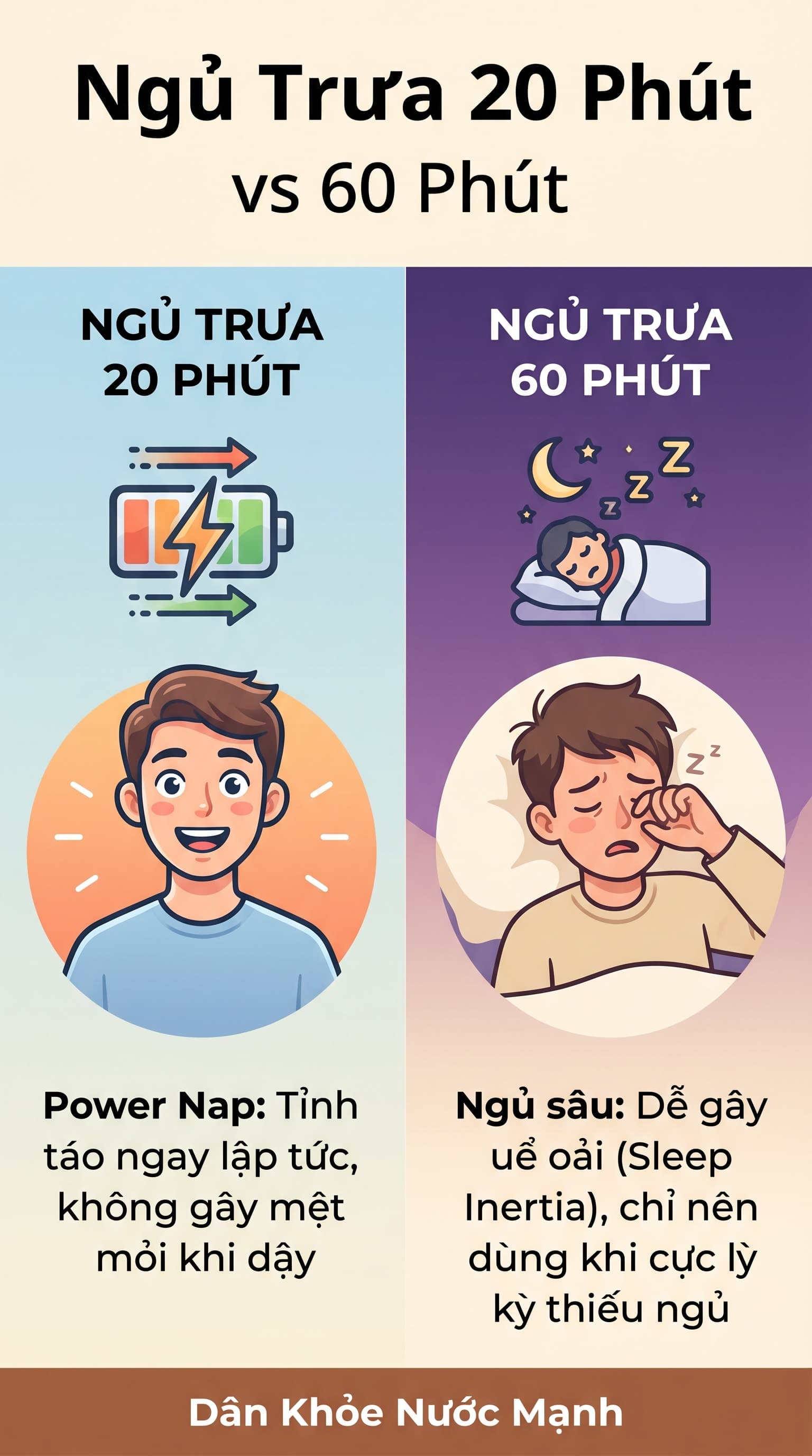 Ngủ Trưa 20 Phút vs 60 Phút: Đừng Để 'Say' Giấc Ngủ Làm Hỏng Năng Suất