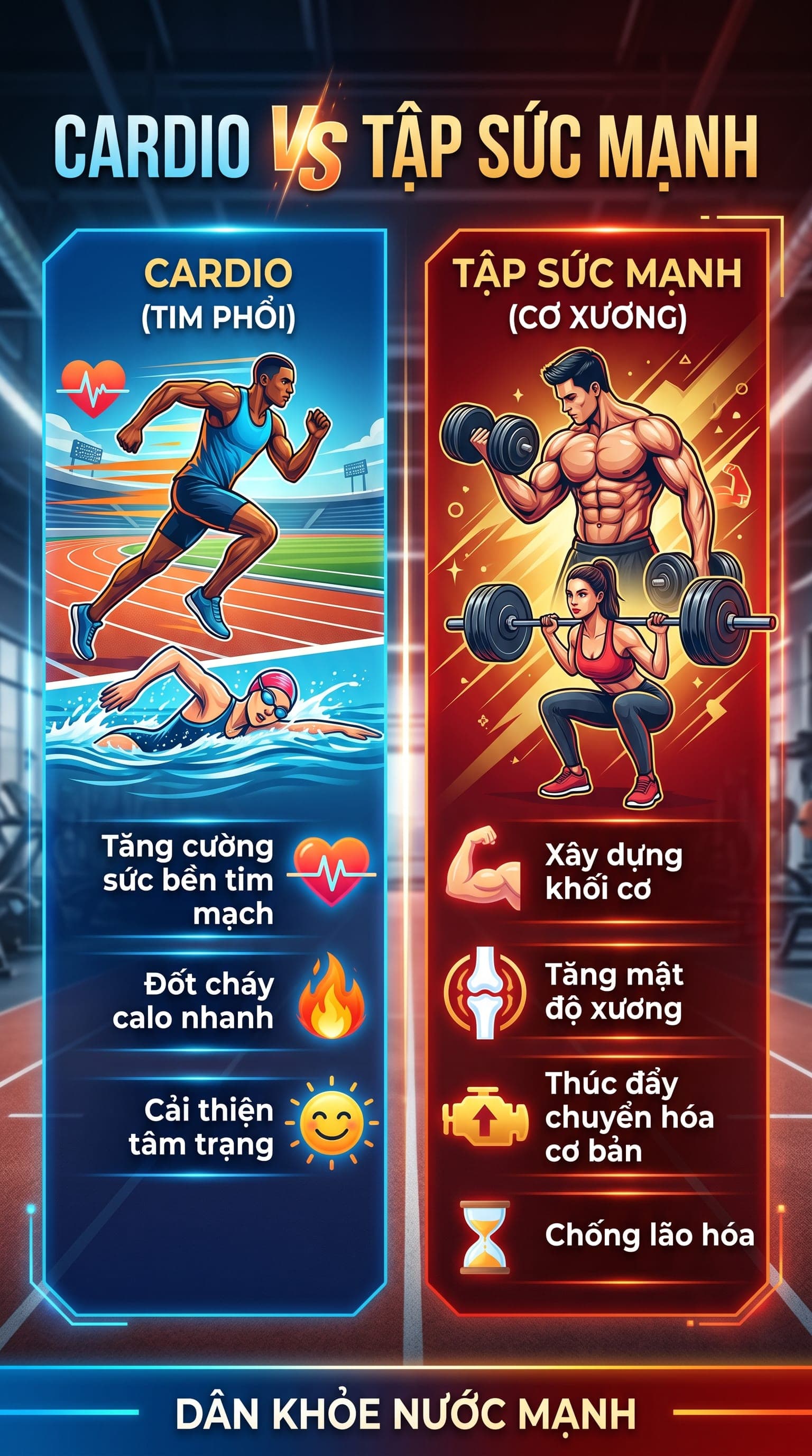 Cardio vs Sức Mạnh: Đâu Là 'Nhiên Liệu' Tốt Nhất Cho Tim Và Mắt?