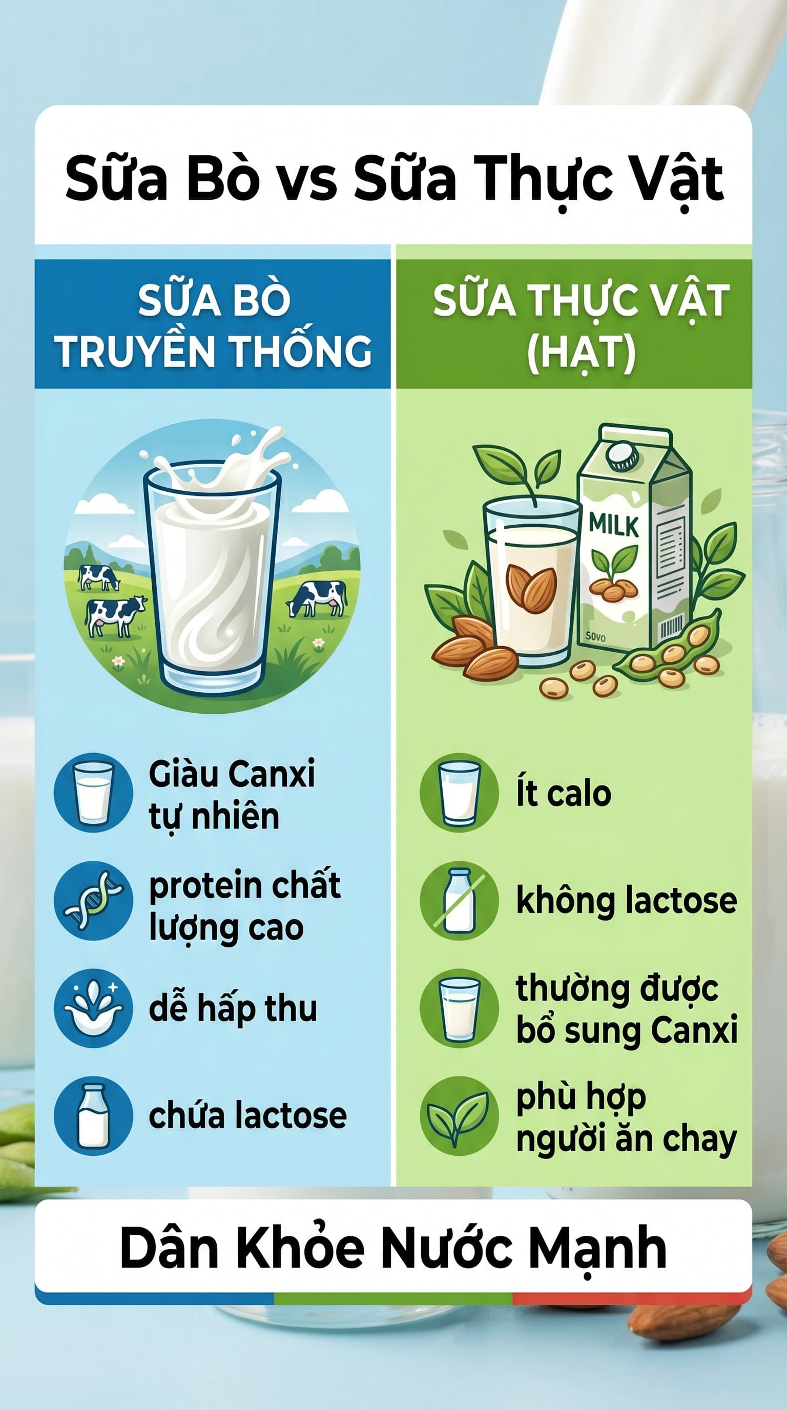 Sữa Bò vs Sữa Thực Vật: Đâu Là Nguồn Canxi Chất Lượng Cho Bạn?
