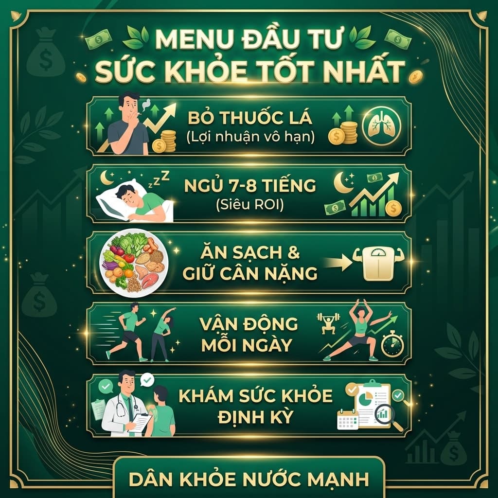 Menu Đầu Tư Sức Khỏe Tốt Nhất Trong Đời: Lợi Nhuận Vô Hạn Cho Cuộc Đời