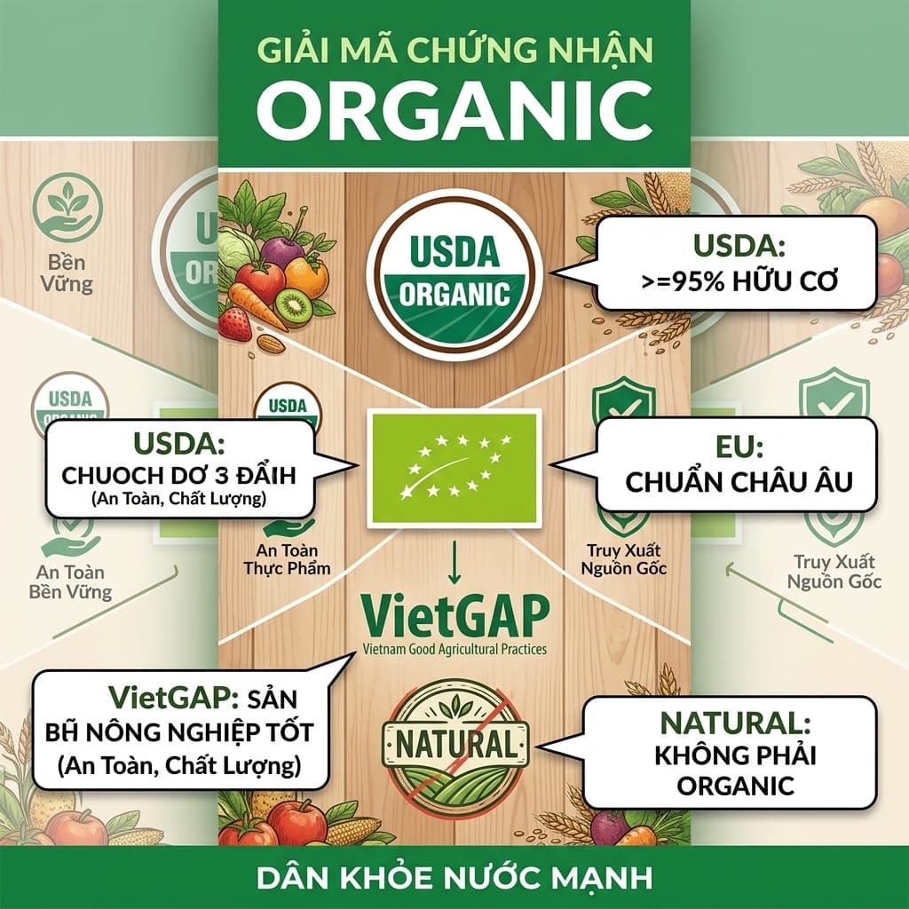 Nhãn Thực Phẩm Organic: Đừng Để Màu Xanh Và Chữ Tự Nhiên Đánh Lừa Túi Tiền Của Bạn